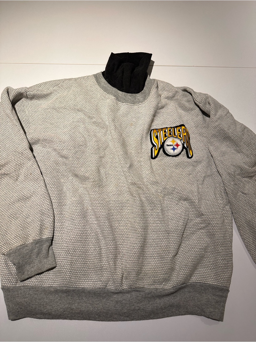 Majestic Gray Steelers Crewneck Sweatshirt with Yellow Logo